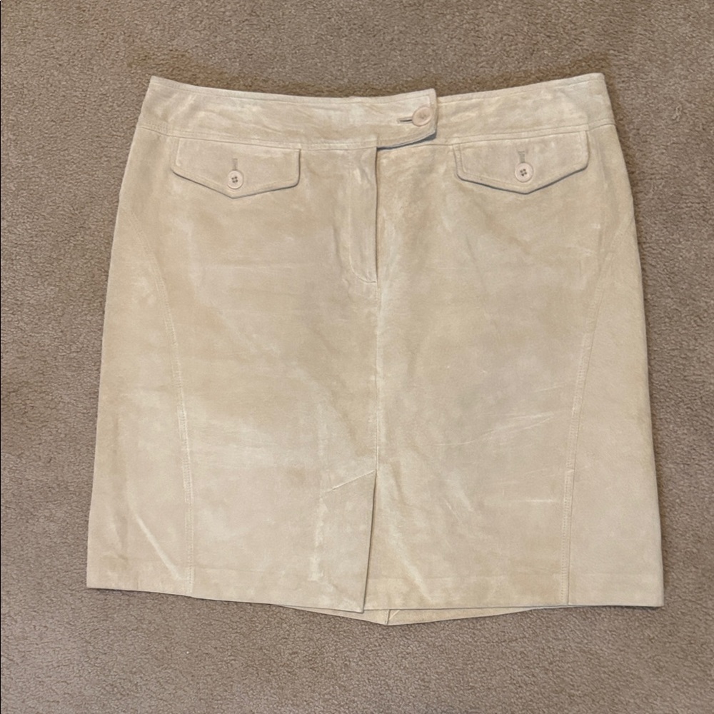 LOFT Soft Leather Cream Mini Skirt